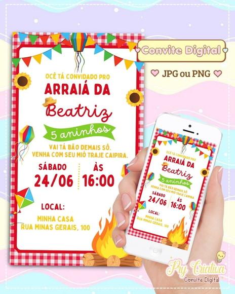 Convite Digital Arraiá Festa Junina