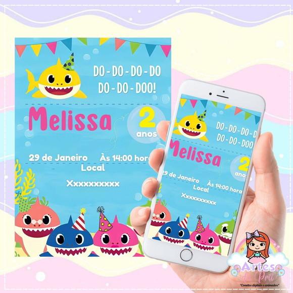 Convite Digital Baby Shark Menina