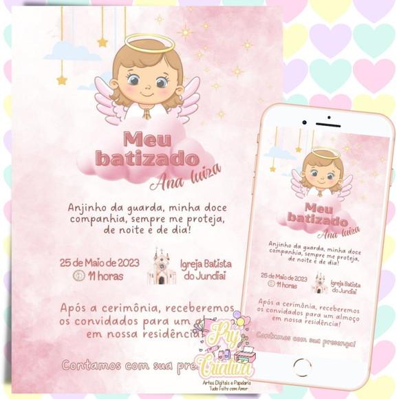 Convite Digital Batizado Menina