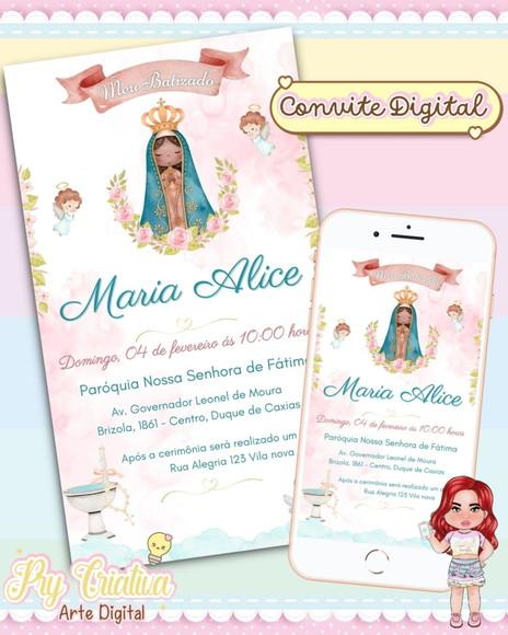 Convite Digital Batizado Menina