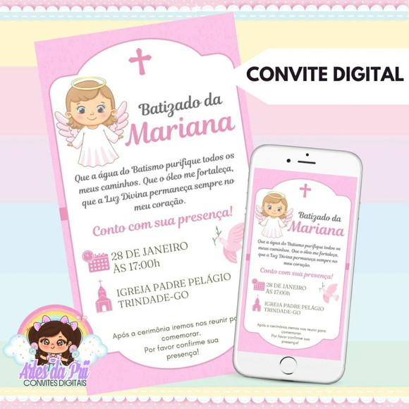 Convite Digital Batizado Menina