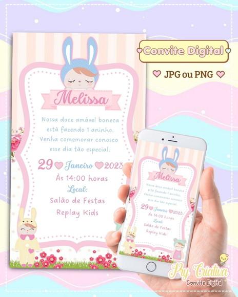 Convite Digital Boneca Metoo Doll