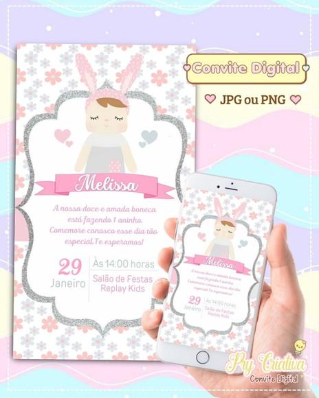 Convite Digital Boneca Metoo Doll
