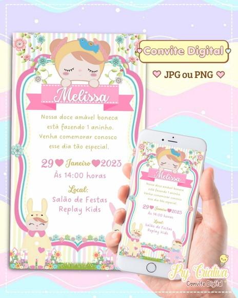 Convite Digital Boneca Metoo Doll