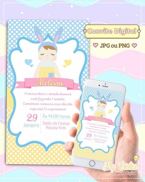 Convite Digital Boneca Metoo Doll