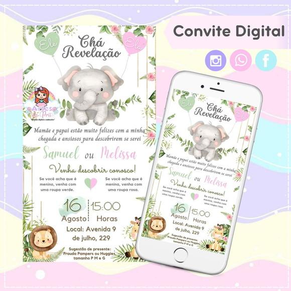 Convite Digital Chá Revelação Safari