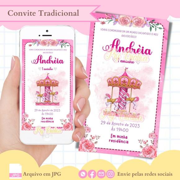 Convite Digital Carrossel Menina