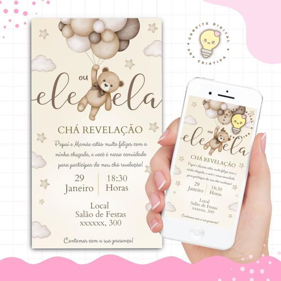 Convite Digital Chá Revelação Neutro