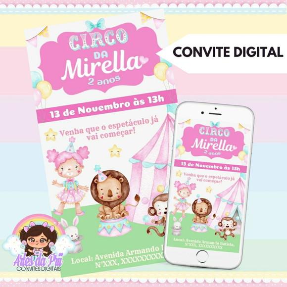 Convite Digital Circo Rosa