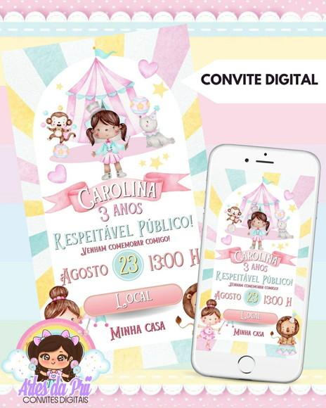 Convite Digital Circo Rosa
