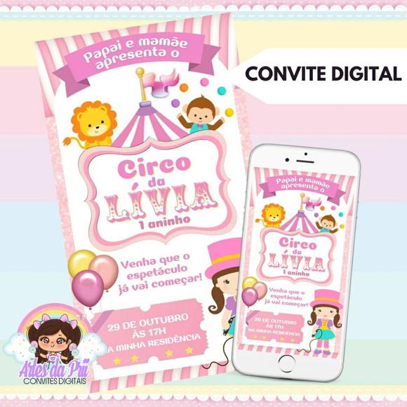 Convite Digital Circo Rosa