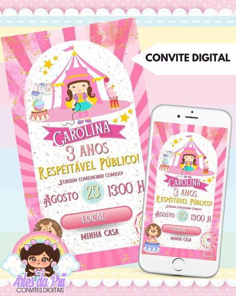 Convite Digital Circo Rosa