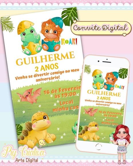 Convite Digital Dinossauro Baby