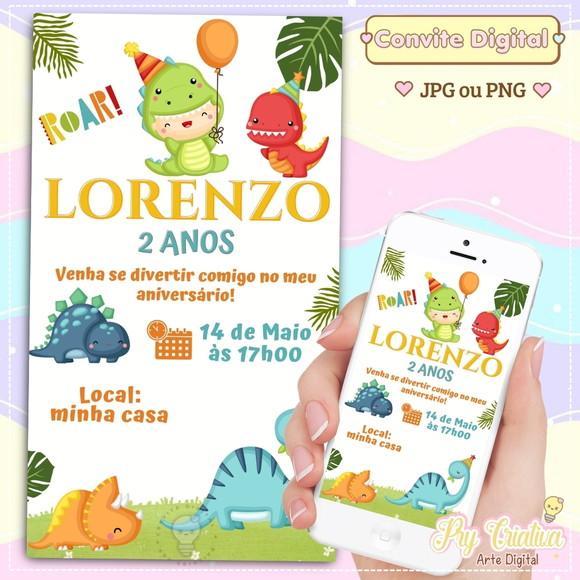 Convite Digital Dinossauro Baby