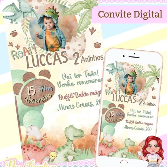 Convite Digital Dinossauro Baby com Foto
