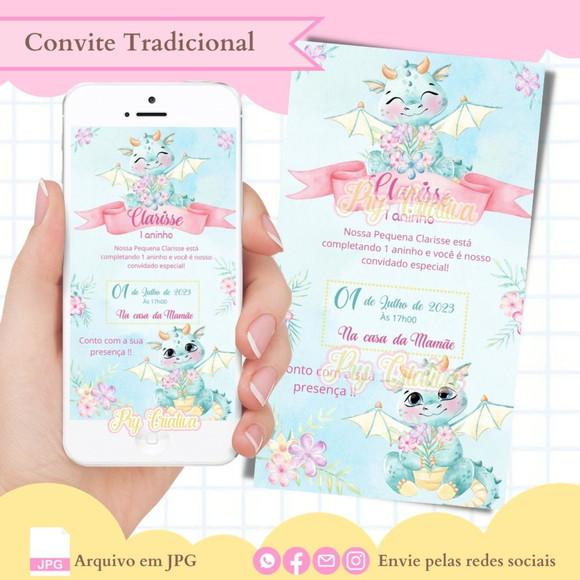 Convite Digital Dragão Menina