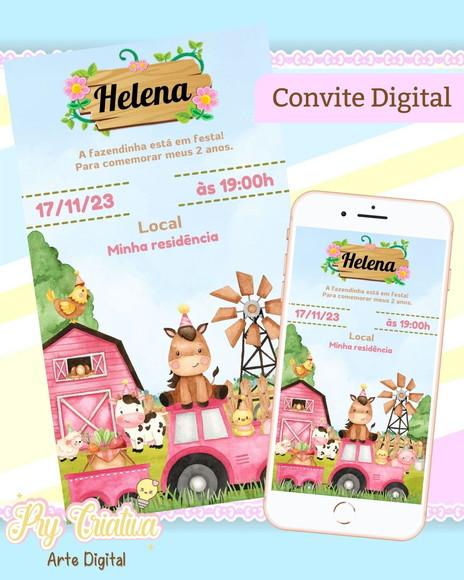 Convite Digital Fazendinha Menina