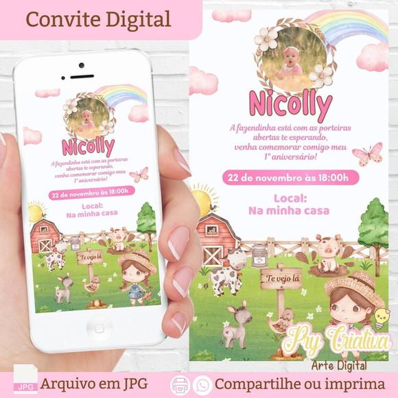 Convite Digital Fazendinha Menina