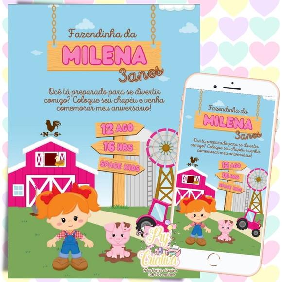 Convite Digital Fazendinha Rosa