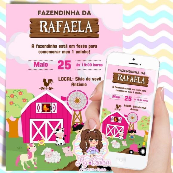 Convite Digital Fazendinha Rosa