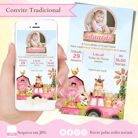 Convite Digital Fazendinha Rosa