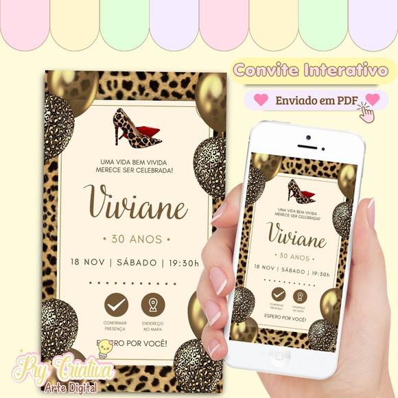 Convite Digital Interativo Adulto Feminino Oncinha