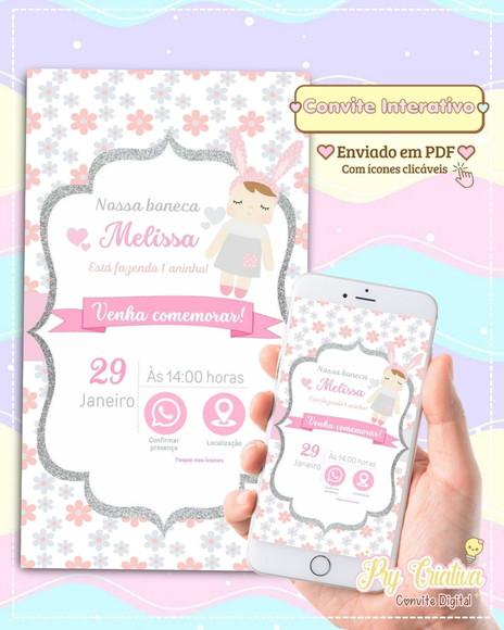 Convite Digital Interativo Boneca Metoo Doll
