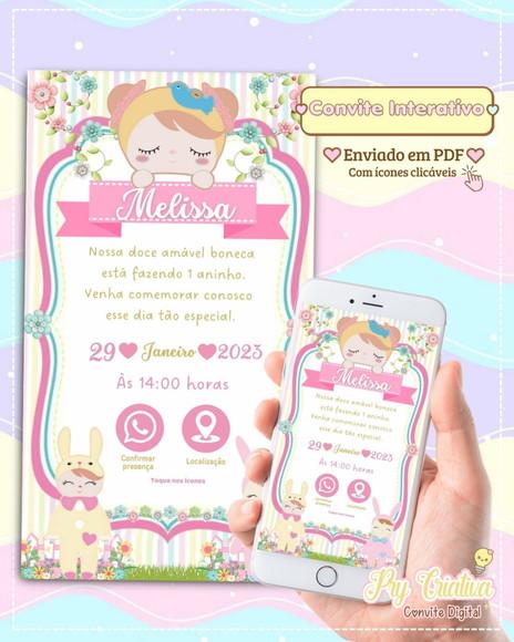 Convite Digital Interativo Boneca Metoo Doll