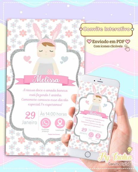 Convite Digital Interativo Boneca Metoo Doll