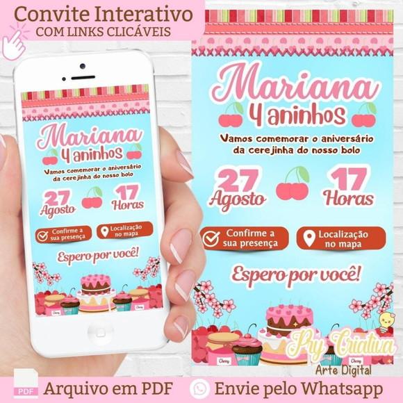 Convite Digital Interativo Cerejinha do Bolo