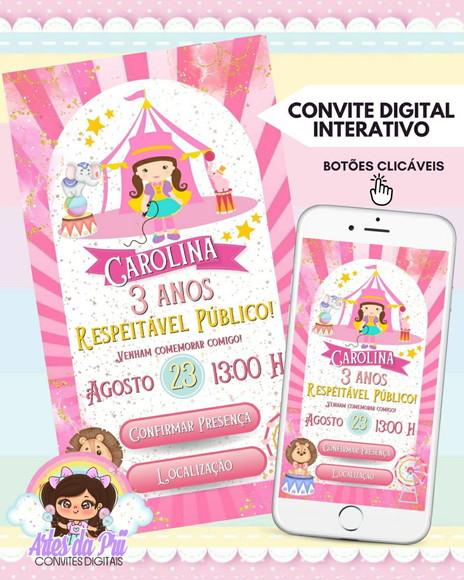 Convite Digital Interativo Circo Rosa