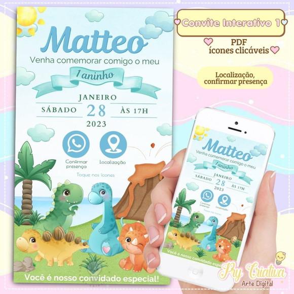 Convite Digital Interativo Dinossauro Baby