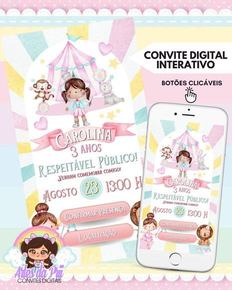 Convite Digital Interativo Circo Rosa