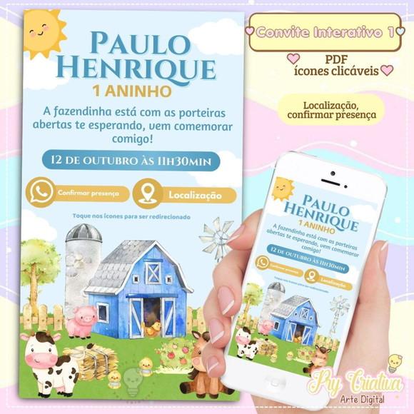 Convite Digital Interativo Fazendinha