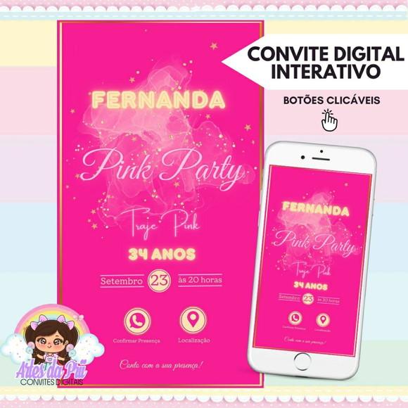 Convite Digital Interativo Festa Pink Pink Party