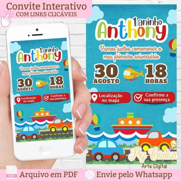 Convite Digital Interativo Meios de Transportes