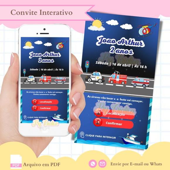 Convite Digital Interativo Meios de Transportes