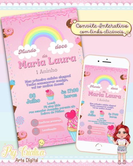 Convite Digital Interativo Mundo dos Doces
