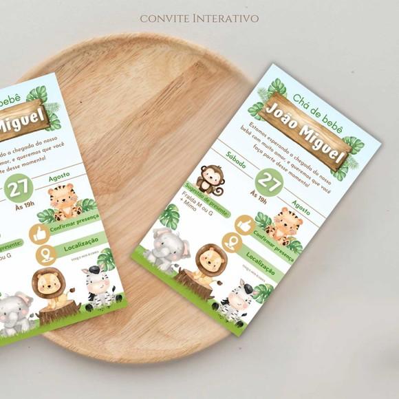 Convite Digital Interativo Safari Chá de Bebê