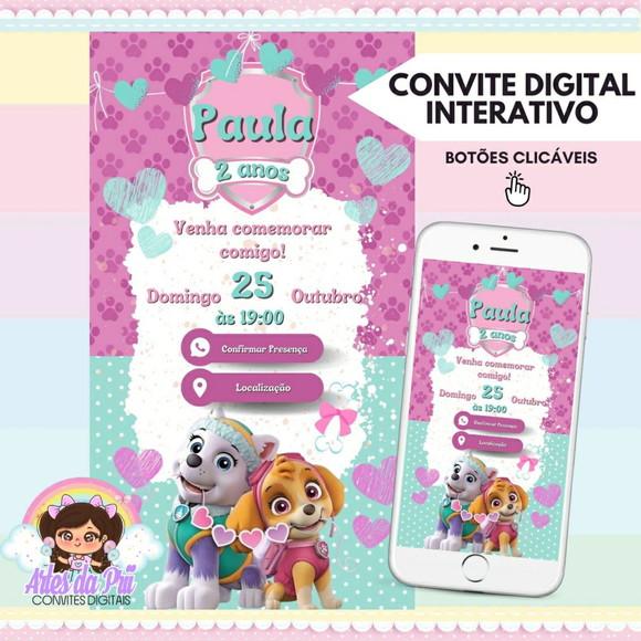Convite Digital Interativo Skye Patrulha Canina