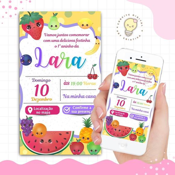 Convite Digital Interativo Tutti Frutti Frutas