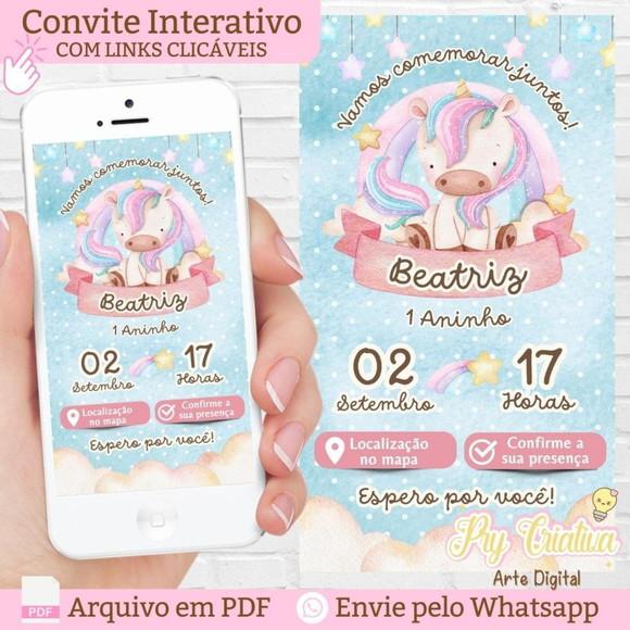 Convite Digital Interativo Unicórnio