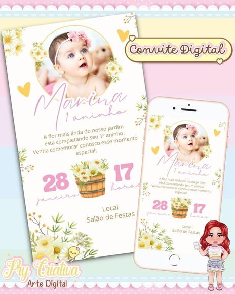 Convite Digital Margaridas com Foto