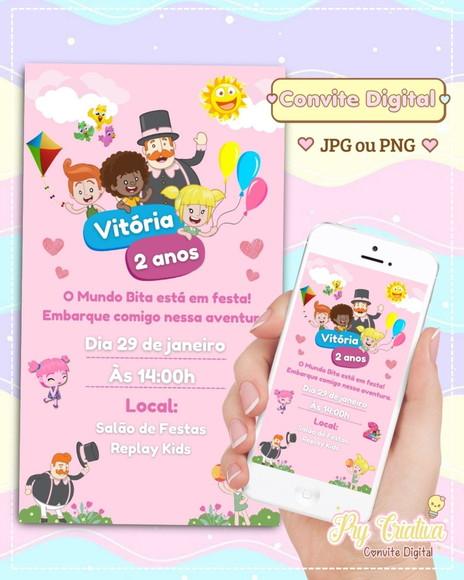 Convite Digital Mundo Bita Rosa
