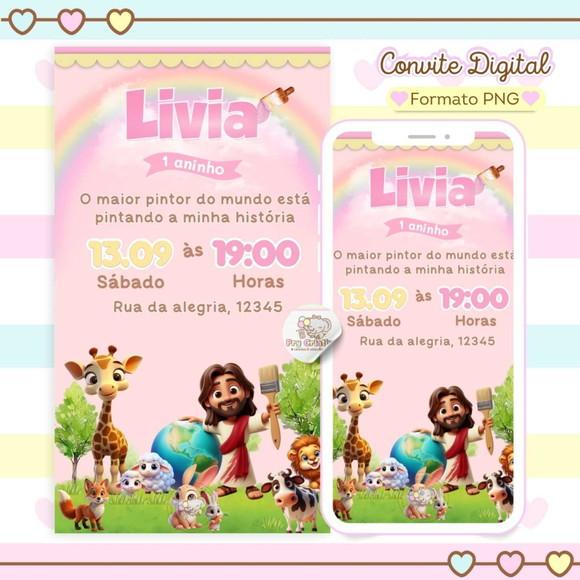 Convite Digital o Maior Pintor do Mundo Menina Rosa