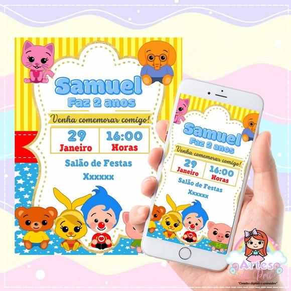 Convite digital palhaço plim plim herói do coração