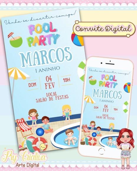 Convite Digital Pool Party