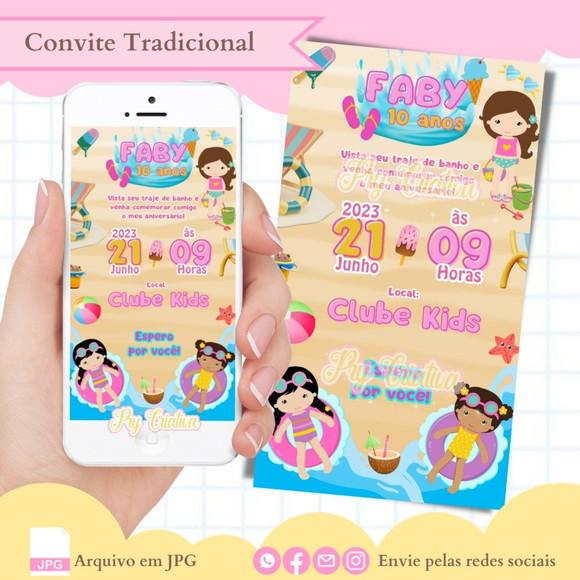 Convite Digital Pool Party Menina
