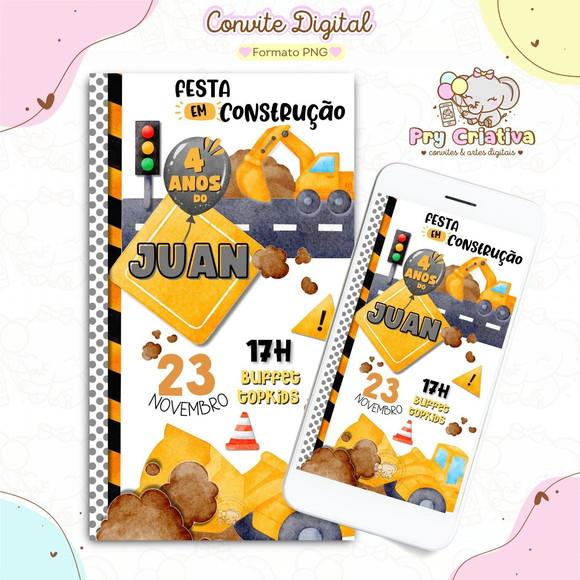 Convite Digital Trator Construção