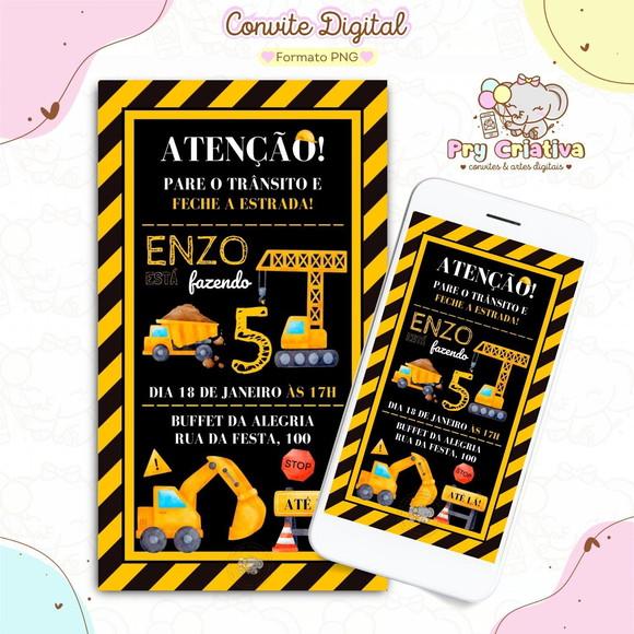 Convite Digital Trator Construção